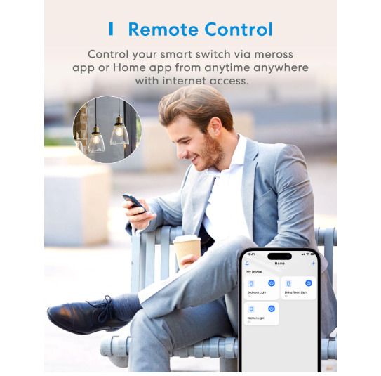 Meross Touch Light Switch, 1 Way Single Pole, Neutral Requires, Touch/Remote/Voice Control, LED Wall Switch with Timer, White, Compatible with Apple HomeKit, Alexa, Google