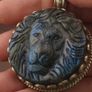Handmade Vintage Labradorite Lion Face Brass Floral Design Pendant Image 9