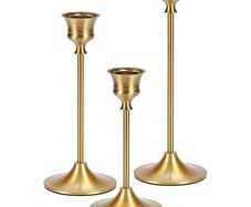Set of 3 brass colored candle holders