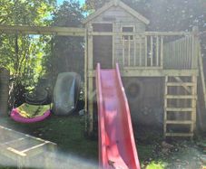 Wooden Playhouse with Slide & Climbing Frame
