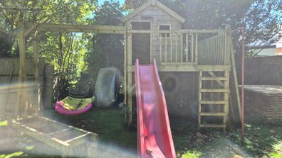 Wooden Playhouse with Slide & Climbing Frame