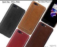 Pierre Cardin Genuine Leather Cover Hard Back Case For One Plus 5