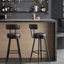 Set of 2 Forest Green or Black Swivel Bar Stools  Faux Leather & Steel, 76cm Seat Height Image 2