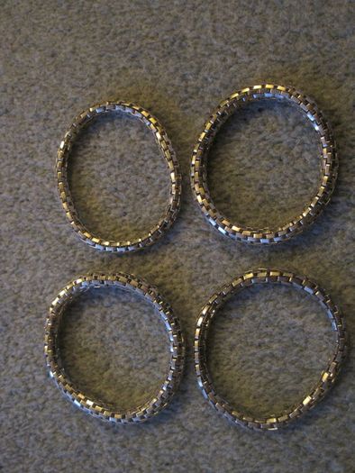 Silver Tone Stretch Bracelet Bangles X 4
