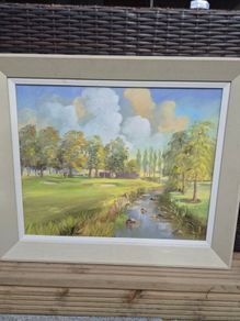 Original Signed Irish Golf Course Oil Painting Framed 50 x 60 cm