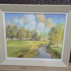 Original Signed Irish Golf Course Oil Painting Framed 50 x 60 cm