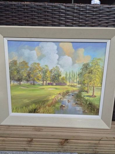 Original Signed Irish Golf Course Oil Painting Framed 50 x 60 cm