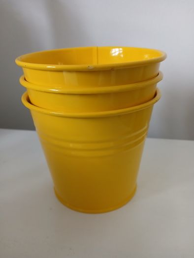3 x yellow plant pots/tins