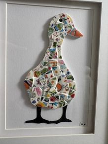 Handmade Framed Duck Pique Assiette Mosaic