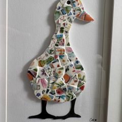 Handmade Framed Duck Pique Assiette Mosaic