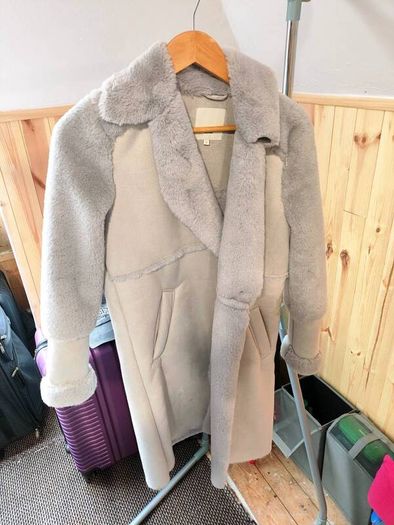 River Island Faux Fur & SuedeLook Coat Size S