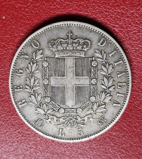 1870 Italy  M BN 5 Lire  - Victor Emmanuel II Silver coin