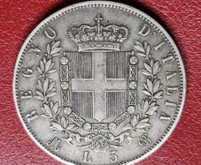 1870 Italy  M BN 5 Lire  - Victor Emmanuel II Silver coin
