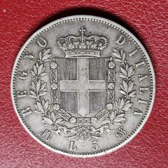 1870 Italy  M BN 5 Lire  - Victor Emmanuel II Silver coin
