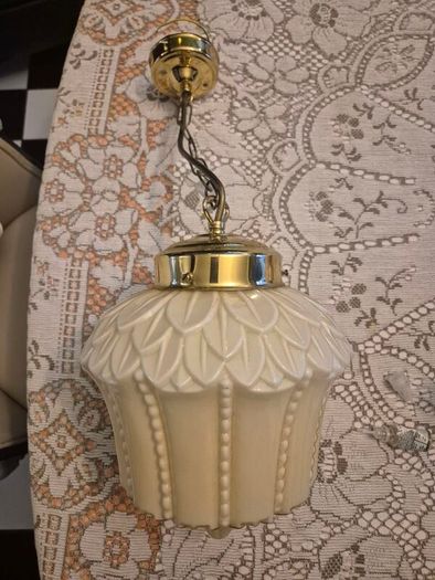 Original cream leaf design glass original 1920s Art Deco ceiling light