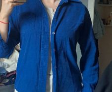 Vintage Royal Cobalt Blue Corduroy Shirt / Unisex SIZE M