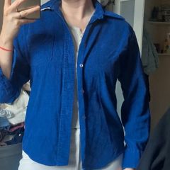 Vintage Royal Cobalt Blue Corduroy Shirt / Unisex SIZE M