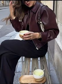 Brand New Burgundy Leather Jacket Size M