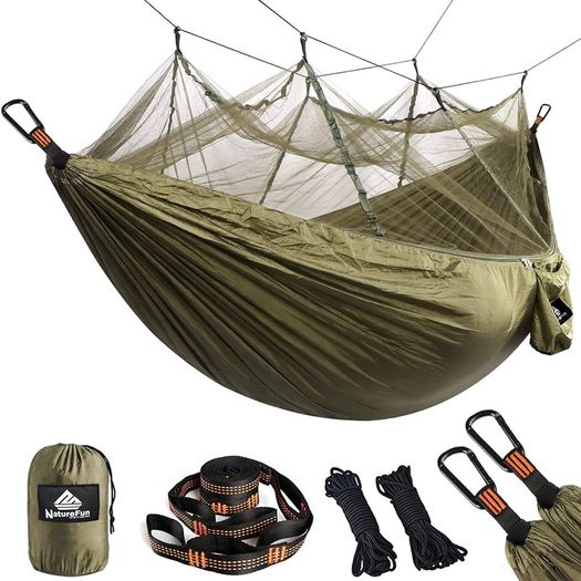NEW SALE | Travel Bug Net Camping Hammock | 300kg Load Capacity,| 2 x Premium Carabiners,4 x Nylon Slings Included | For Outdoor Indoor Garden