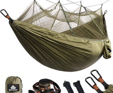 NEW SALE | Travel Bug Net Camping Hammock | 300kg Load Capacity,(275 x 140 cm) Breathable,Quick-drying Parachute Nylon | 2 x Premium Carabiners,4 x Nylon Slings Included | For Outdoor Indoor Garden
