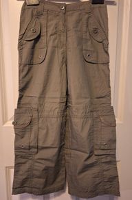 SALE!  Khaki Cargo Trousers with Floral Embroidery