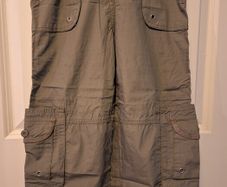 SALE!  Khaki Cargo Trousers with Floral Embroidery