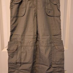SALE!  Khaki Cargo Trousers with Floral Embroidery