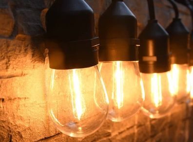 Festoon Lights Outdoor String Lights 48FT with 15+3 Plastic Bulbs IP65 Festoon Lights Mains Powered Patio Lights (FREE POSTAGE)