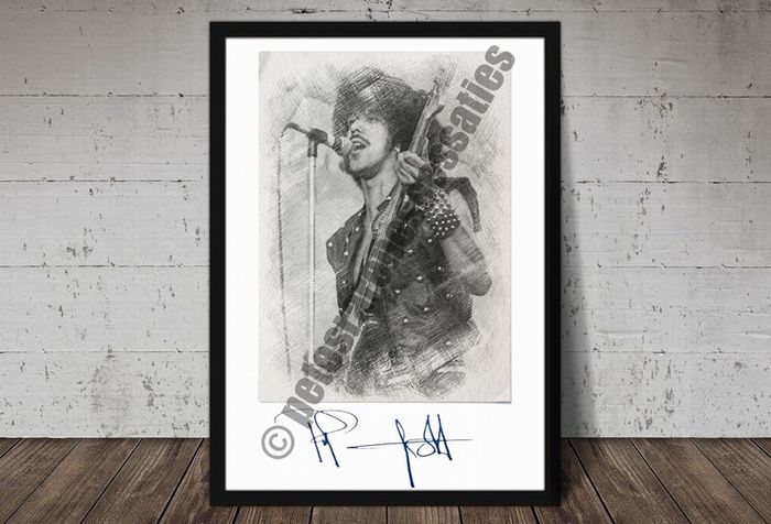 Phil Lynott Art Print Sketch with Replica Auyograph
