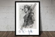 Phil Lynott Art Print Sketch with Replica Auyograph