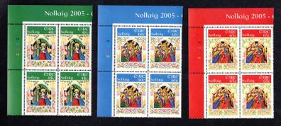 2005 Ireland Christmas Commemorative Stamps Plate Blocks 1A1A1A1A Mint Never Hinged (MNH)