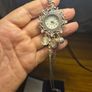 Vintage Marcasite Clock Watch Necklace Image 4