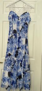 Jacques Vert - Blue and White Flower Print Dress - Size 14