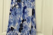Jacques Vert - Blue and White Flower Print Dress - Size 14