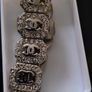 Silver Tone Crystal Bracelet Double C Motif High Quality Heavy Solid 17cm Image 5