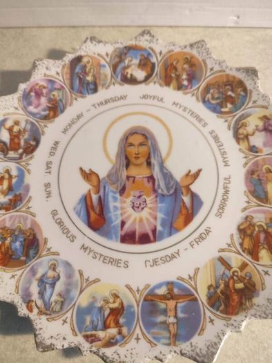 Wall Holy Hanging Plate Glorious Sorrow Ful Mysteries 'jesday - Frida Thursday Joyful Mysteries Monday Wed. Sat. Mysteries Glorious