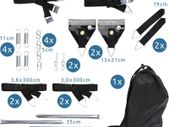4-point tensioning, storm strap, guy ropes, suitable for all awnings
