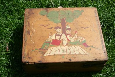 Antique Lunch Box Young Thugs Toys Pasadena California 1940s-50s  9" x 7" H3"