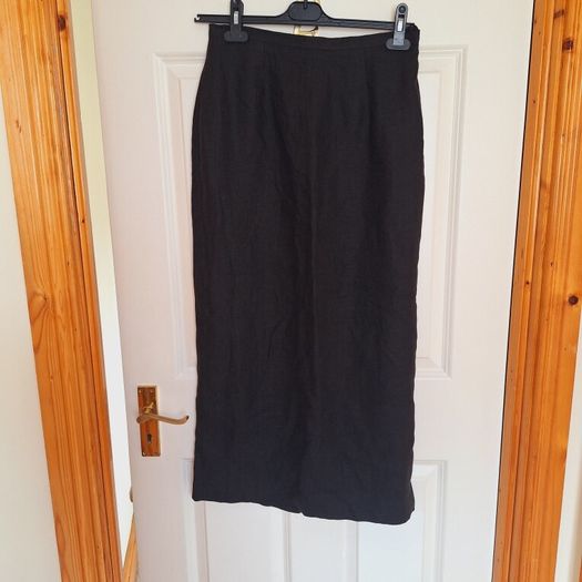 Endora Black Linen Skirt - Size 12