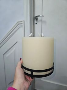 3 wick battery operated large candle on stand