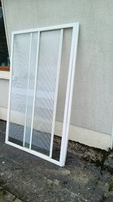White sliding shower door