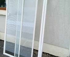 White sliding shower door