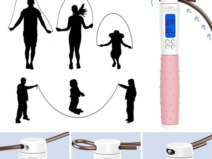 Skipping Rope Adult Fitness, Digital Speed Jump Rope with Counter [Ropeless for Indoor Use] for Women Men and Kids, Weighted Handles, Adjustable Rope, Exercise Equipment for Crossfit Boxing (FREE SHIPPING)