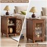 Slim Bedside Table, Farmhouse Nightstand, Glass Door Narrow Bedside Table with Storage, Brown Slim Bedside Cabinets with Adjustable Shelf, Small Side Tables Image 5
