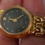 Vintage Ladies' Gold-Plated Accurist Diamond Quartz Watch with Black Dial Image 8