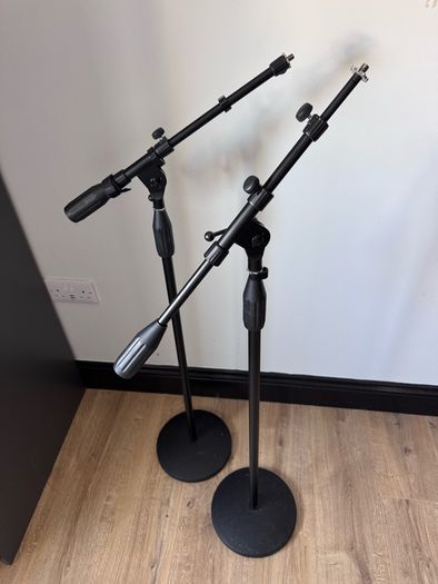 2x Heavy Duty Floor Microphone Boom Stands | Studio Podcast Mic Stands