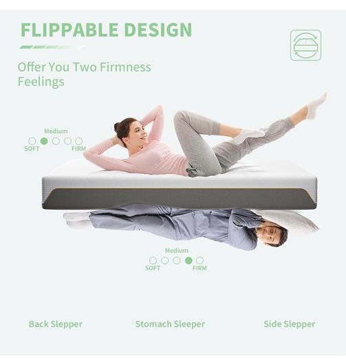 Memory Foam Mattress, 5FT King Mattress, Medium Firm Feel, Soft Skin-friendly Durable, Sleep Cooler and Back Pain Relief, in a Box(150x200x20cm)