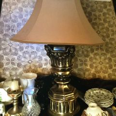 Very large Mid Century Decorative Cherub/Angels brass lamp