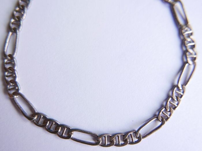 Vintage 925 Sterling Silver Figaro Link Chain Bracelet (in original box) length 7,5" - 5,2g