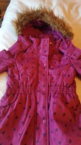 Girls purple pink winter fur coat - as new